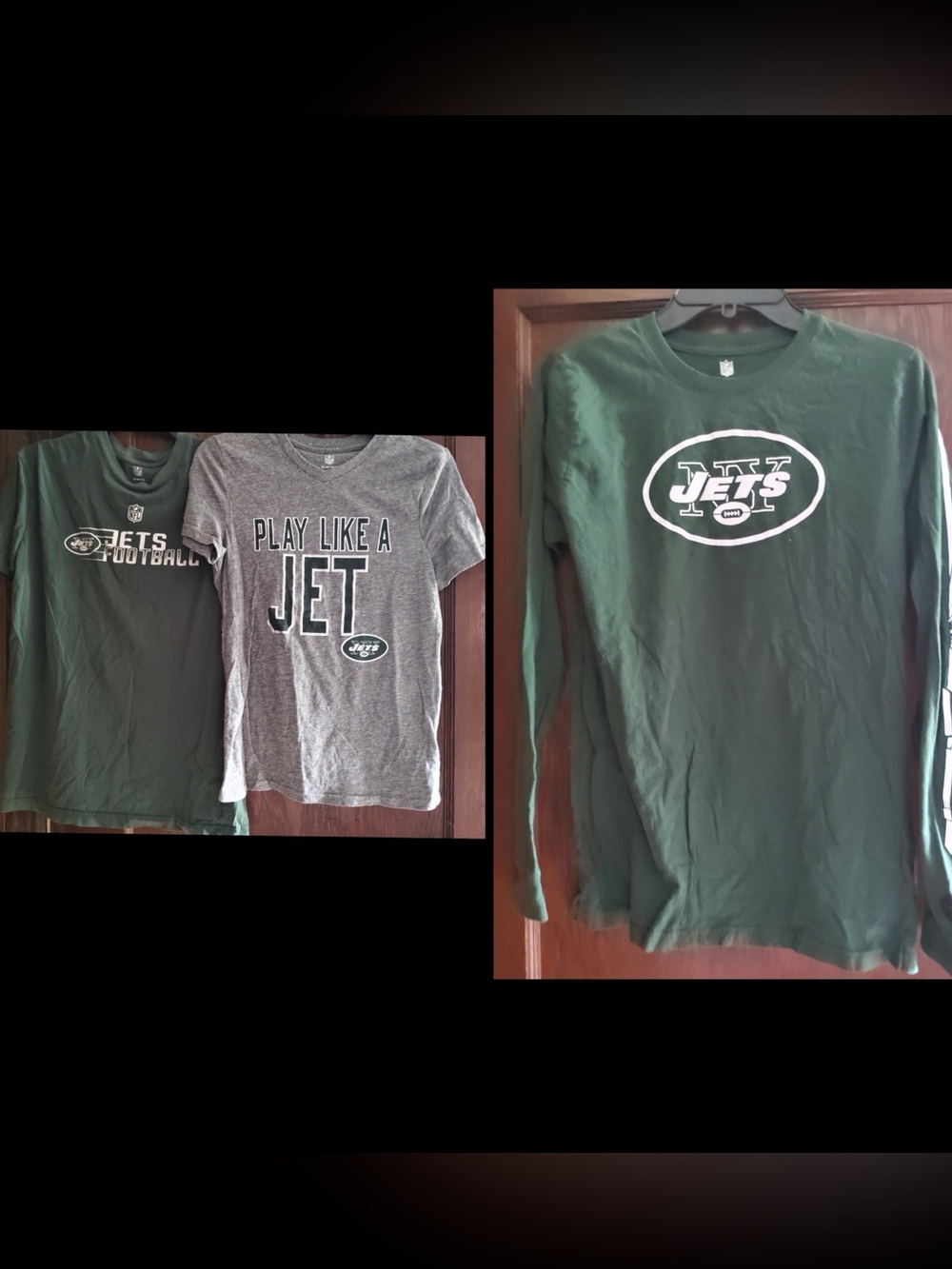 3 NY JETS shirts 2 tees and one long sleeve